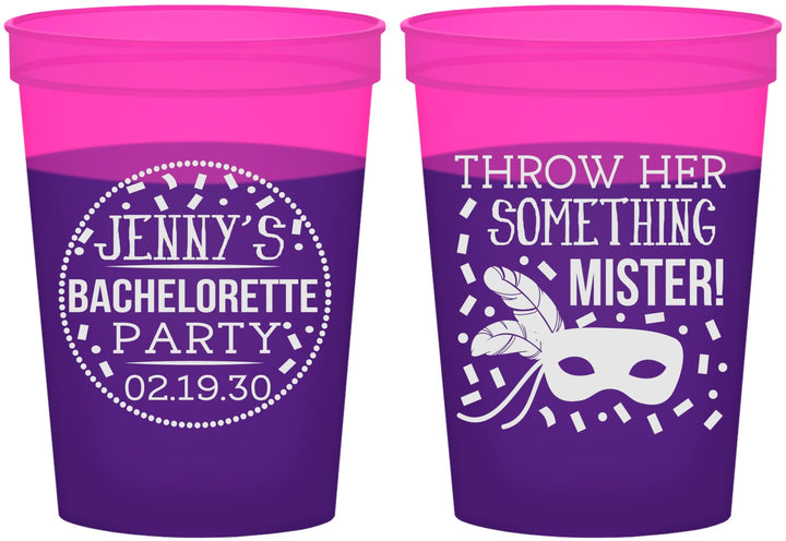 Custom Bachelorette 16 oz Color Changing Cups - Mardi Gras | 60055