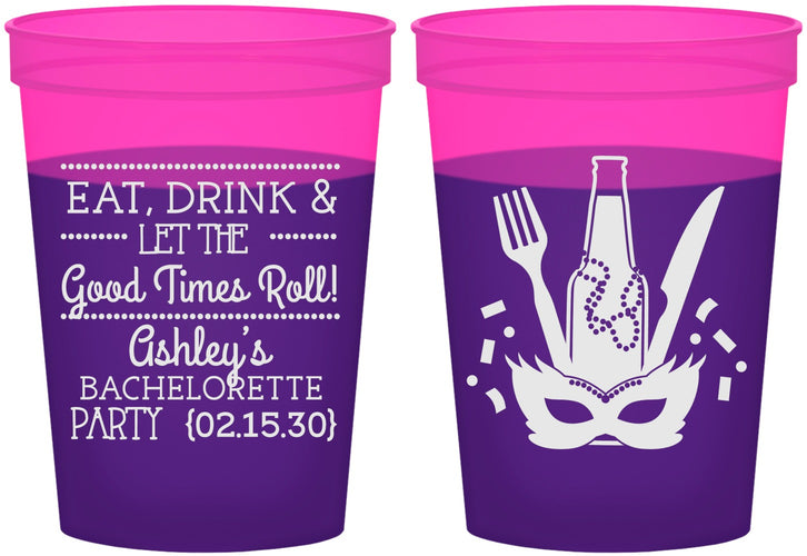 Custom Bachelorette 16 oz Color Changing Cups - Mardi Gras | 60057