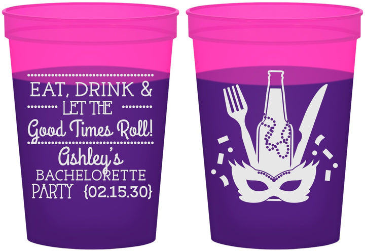 Custom Bachelorette 16 oz Color Changing Cups - Mardi Gras | 60057