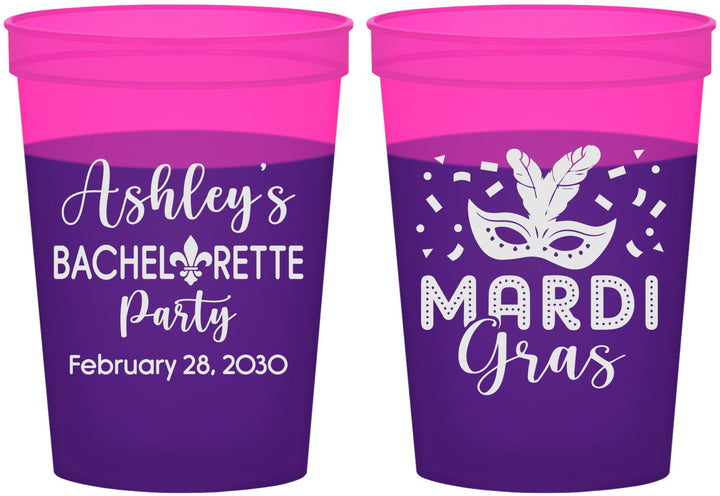 Custom Bachelorette 16 oz Color Changing Cups - Mardi Gras | 60060
