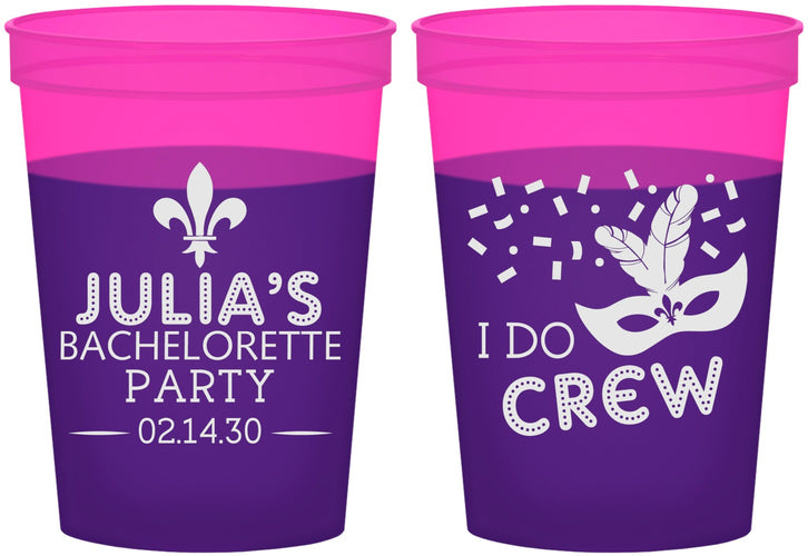 Custom Bachelorette 16 oz Color Changing Cups - Mardi Gras I Do Crew | 60063