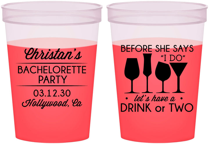 Custom Bachelorette 16 oz Color Changing Cups - Before She Says I Do | 60064