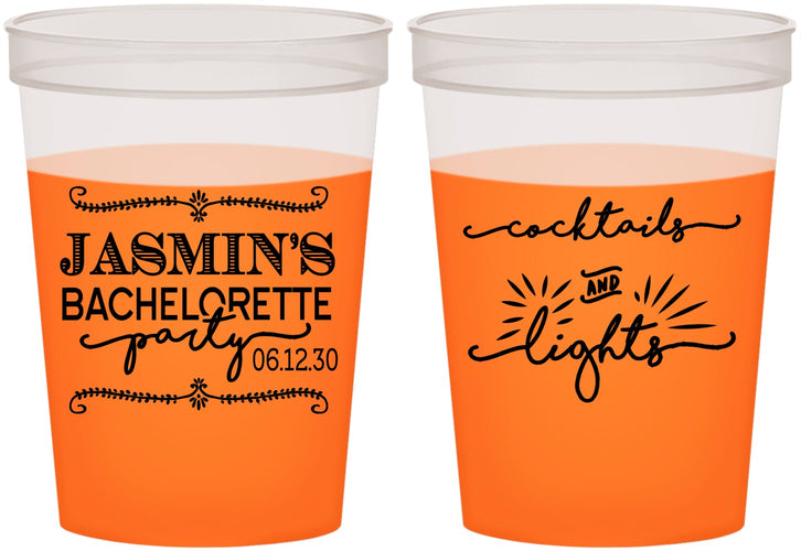 Custom Bachelorette 16 oz Color Changing Cups - Cocktails And Lights | 60065