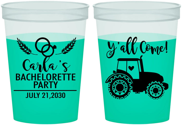 Custom Bachelorette 16 oz Color Changing Cups - Tractor Farm | 60070
