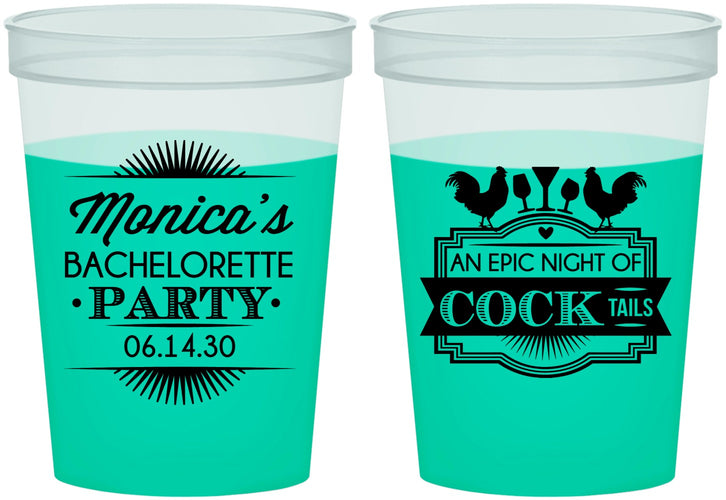 Custom Bachelorette 16 oz Color Changing Cups - Epic Night Of Cocktails | 60071
