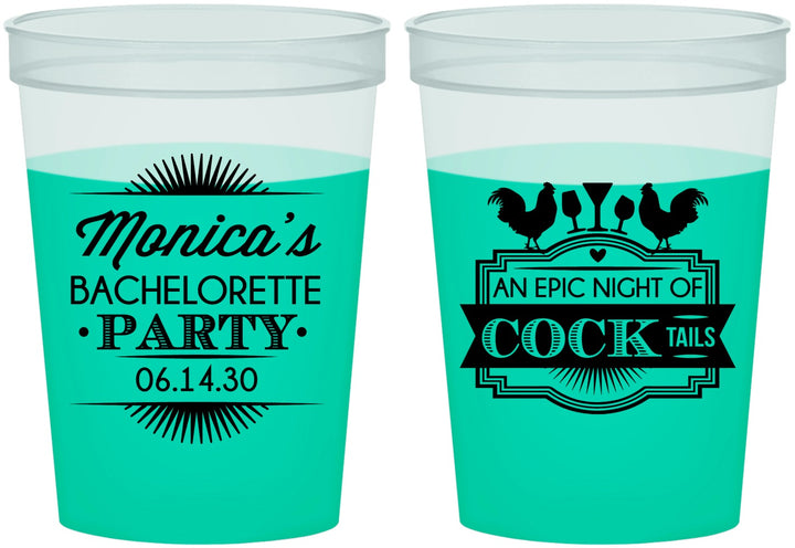 Custom Bachelorette 16 oz Color Changing Cups - Epic Night Of Cocktails | 60071