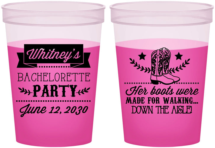 Custom Bachelorette 16 oz Color Changing Cups - Cowgirl Boots | 60072