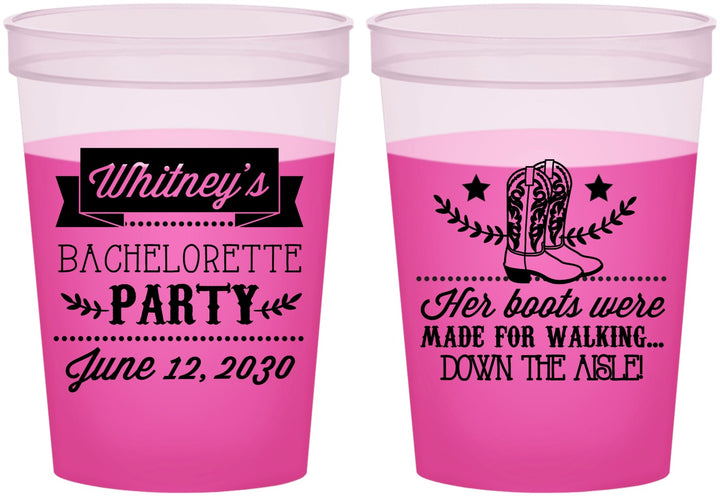 Custom Bachelorette 16 oz Color Changing Cups - Cowgirl Boots | 60072