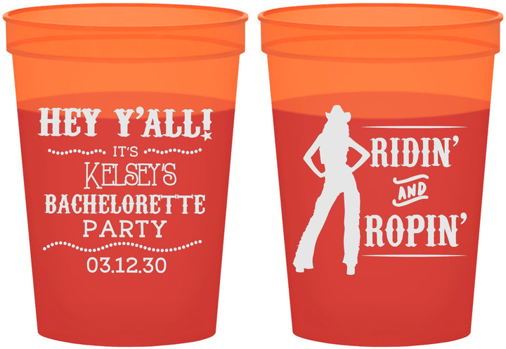 Custom Bachelorette 16 oz Color Changing Cups - Ridin And Ropin | 60078