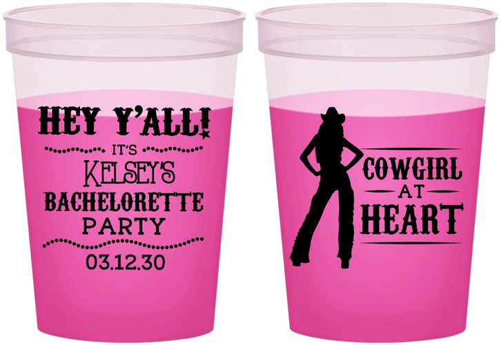 Custom Bachelorette 16 oz Color Changing Cups - Cowgirl At Heart | 60079