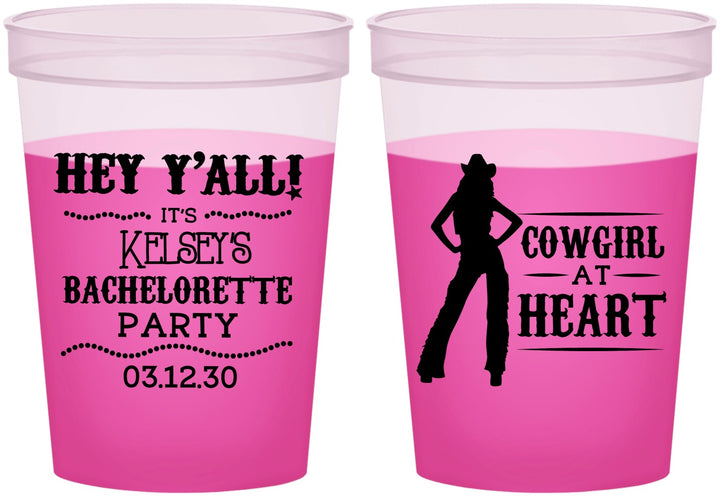 Custom Bachelorette 16 oz Color Changing Cups - Cowgirl At Heart | 60079