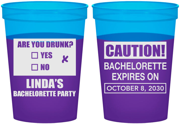 Custom Bachelorette 16 oz Color Changing Cups - Caution | 60082