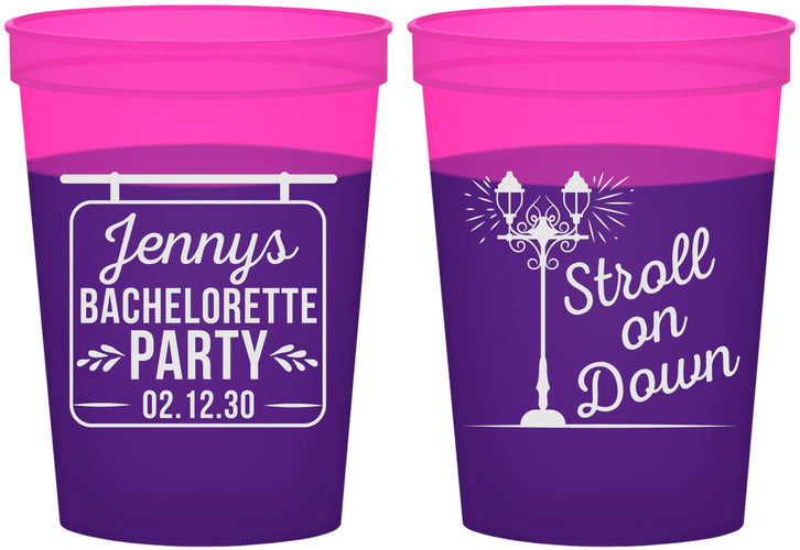 Custom Bachelorette 16 oz Color Changing Cups - Stroll On Down | 60092