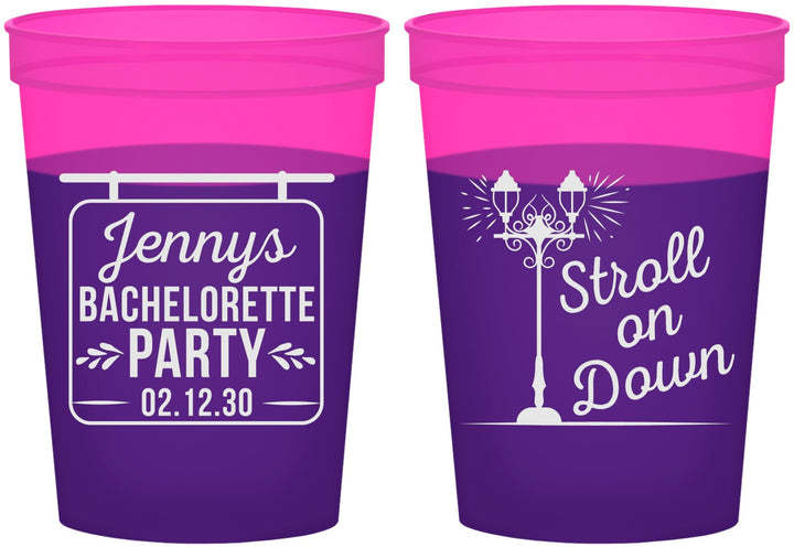 Custom Bachelorette 16 oz Color Changing Cups - Stroll On Down | 60092