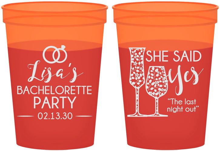 Custom Bachelorette 16 oz Color Changing Cups - The Last Night Out | 60097