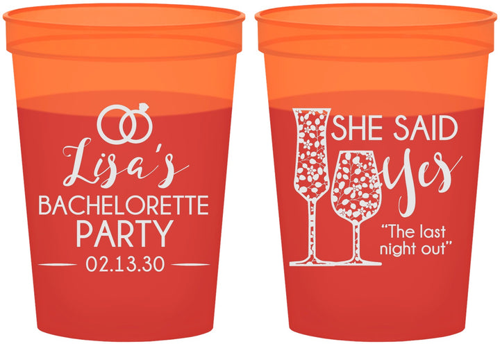 Custom Bachelorette 16 oz Color Changing Cups - The Last Night Out | 60097