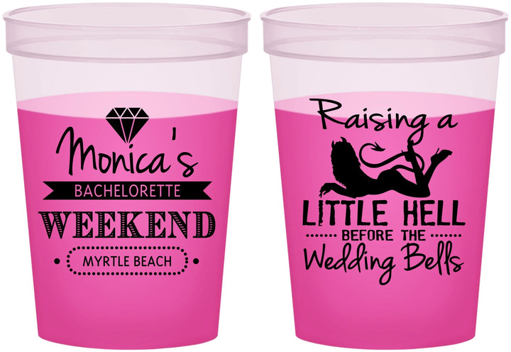 Custom Bachelorette 16 oz Color Changing Cups - Raising A Little Hell | 60103