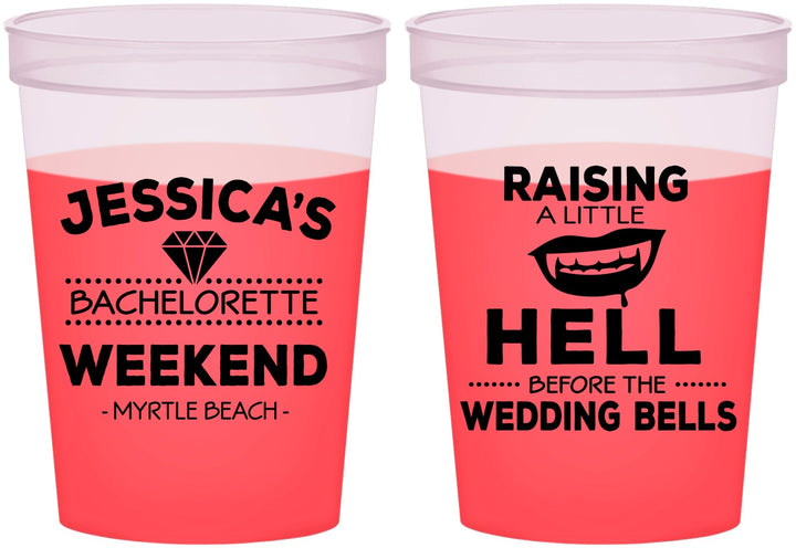 Custom Bachelorette 16 oz Color Changing Cups - Raising A Little Hell | 60106