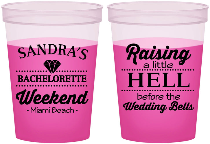 Custom Bachelorette 16 oz Color Changing Cups - Raising A Little Hell | 60108