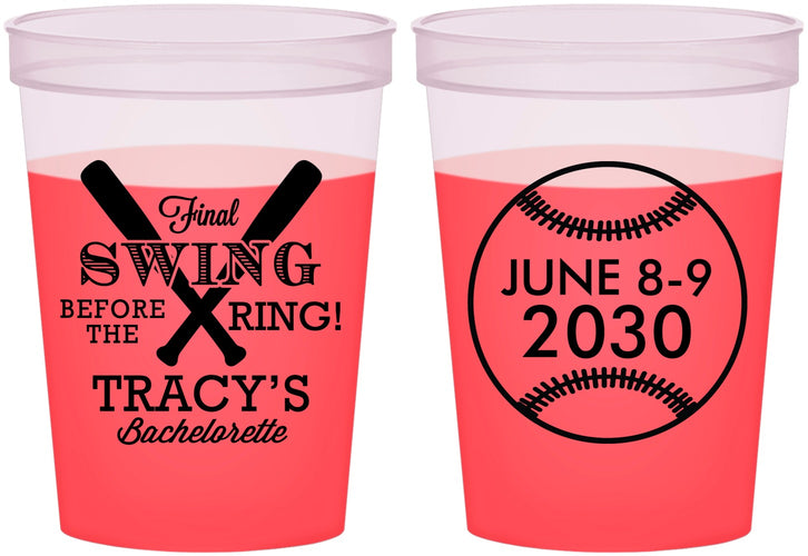 Custom Bachelorette 16 oz Color Changing Cups - Final Swing Before Ring | 60109