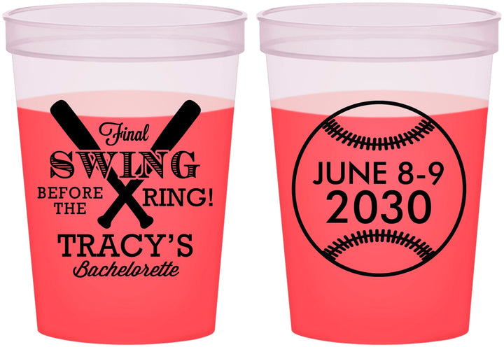 Custom Bachelorette 16 oz Color Changing Cups - Final Swing Before Ring | 60109