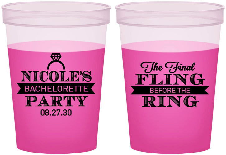 Custom Bachelorette 16 oz Color Changing Cups - Final Fling Before The Ring | 60110