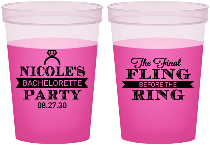 Custom Bachelorette 16 oz Color Changing Cups - Final Fling Before The Ring | 60110