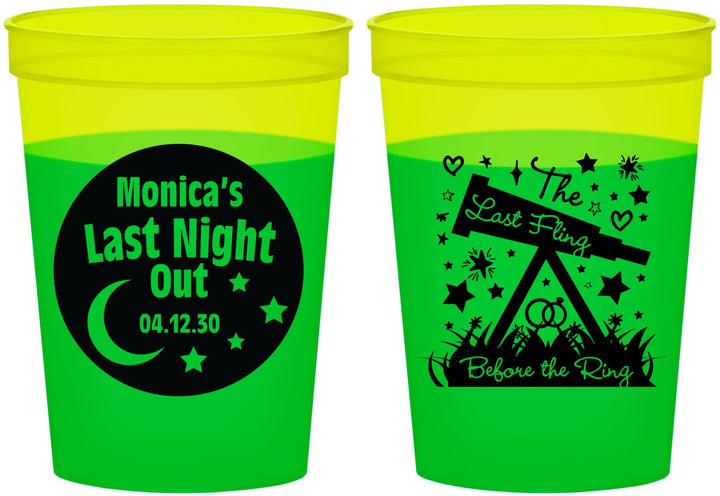 Custom Bachelorette 16 oz Color Changing Cups - Last Fling Before Rings | 60113