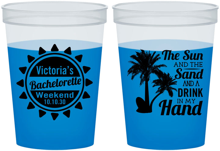 Custom Bachelorette 16 oz Color Changing Cups - Sun Sand Drink Hand | 60114