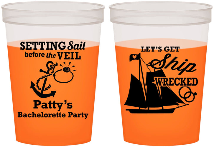 Custom Bachelorette 16 oz Color Changing Cups - Setting Sail Before Veil | 60116