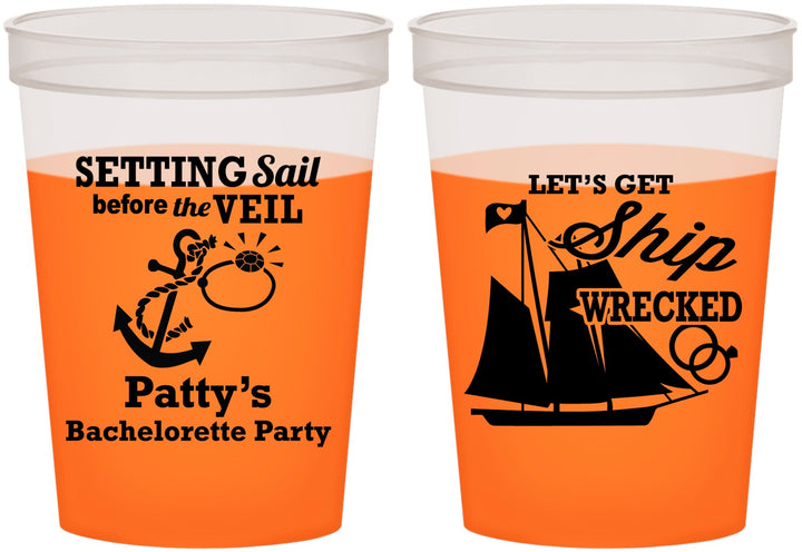 Custom Bachelorette 16 oz Color Changing Cups - Setting Sail Before Veil | 60116
