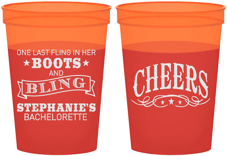 Custom Bachelorette 16 oz Color Changing Cups - Boots And Bling | 60118