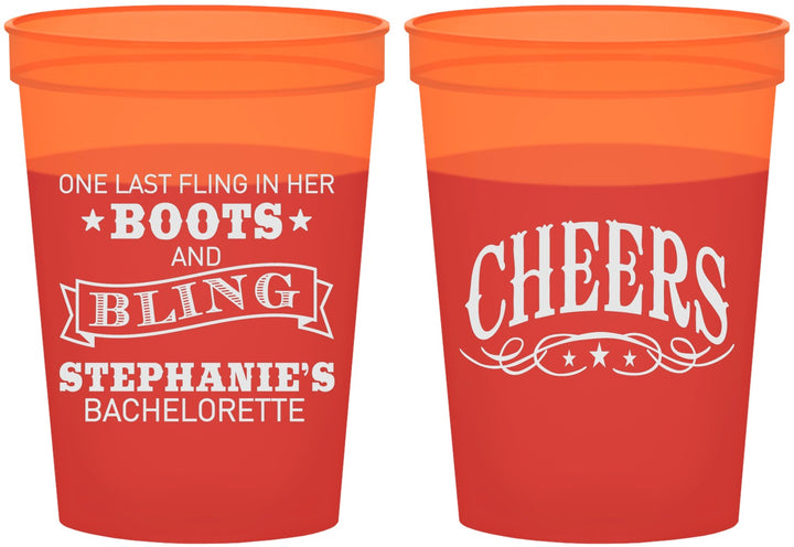 Custom Bachelorette 16 oz Color Changing Cups - Boots And Bling | 60118