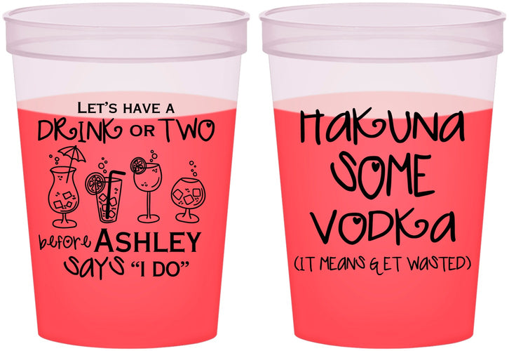 Custom Bachelorette 16 oz Color Changing Cups - Lets Get Wasted | 60119