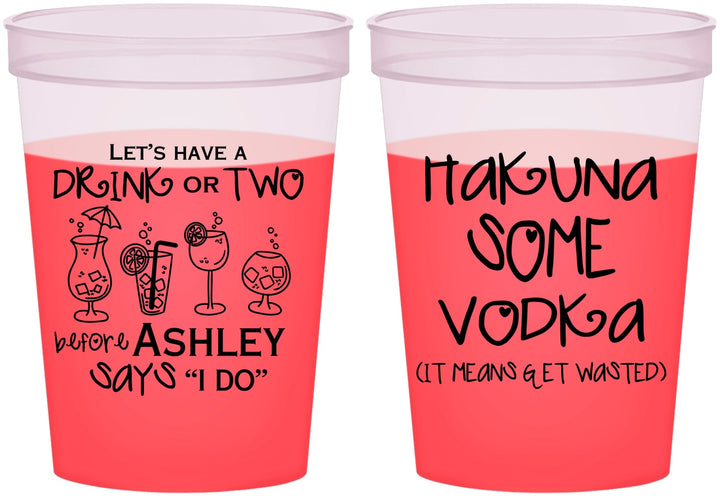 Custom Bachelorette 16 oz Color Changing Cups - Lets Get Wasted | 60119