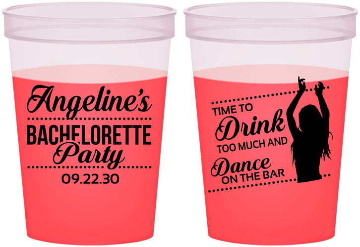 Custom Bachelorette 16 oz Color Changing Cups - Drink Dance On Bar | 60122