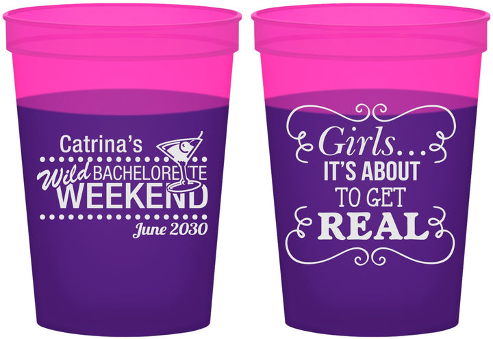 Custom Bachelorette 16 oz Color Changing Cups - About To Get Real | 60123