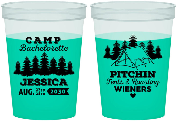 Custom Bachelorette 16 oz Color Changing Cups - Camping | 60124
