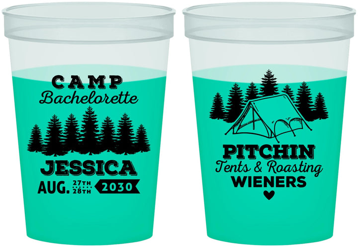 Custom Bachelorette 16 oz Color Changing Cups - Camping | 60124