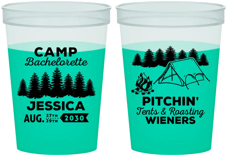 Custom Bachelorette 16 oz Color Changing Cups - Camping | 60125