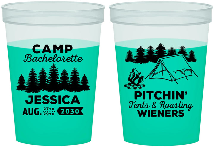 Custom Bachelorette 16 oz Color Changing Cups - Camping | 60125