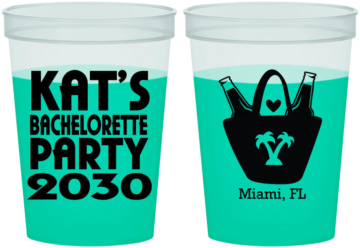Custom Bachelorette 16 oz Color Changing Cups - Beach | 60126