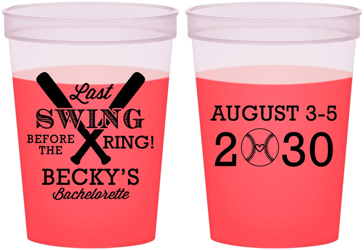 Custom Bachelorette 16 oz Color Changing Cups - Last Swing Before Ring | 60127