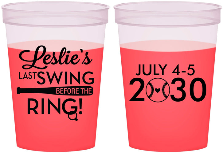 Custom Bachelorette 16 oz Color Changing Cups - Last Swing Before Ring | 60128
