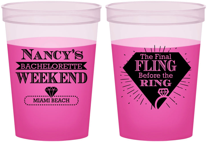 Custom Bachelorette 16 oz Color Changing Cups - Final Fling Before The Ring | 60129