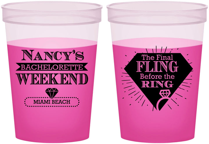 Custom Bachelorette 16 oz Color Changing Cups - Final Fling Before The Ring | 60129