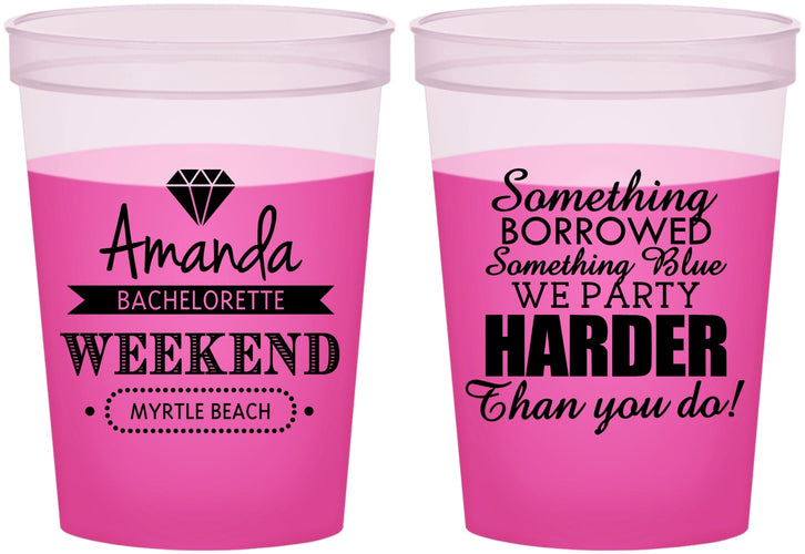 Custom Bachelorette 16 oz Color Changing Cups - Something Borrowed | 60131