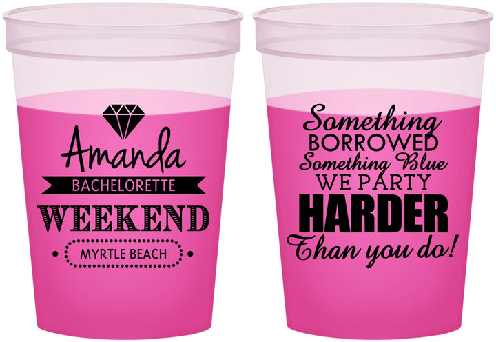 Custom Bachelorette 16 oz Color Changing Cups - Something Borrowed | 60131