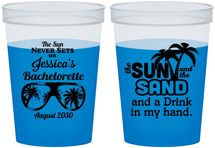 Custom Bachelorette 16 oz Color Changing Cups - Sun Sand Drink Hand | 60134
