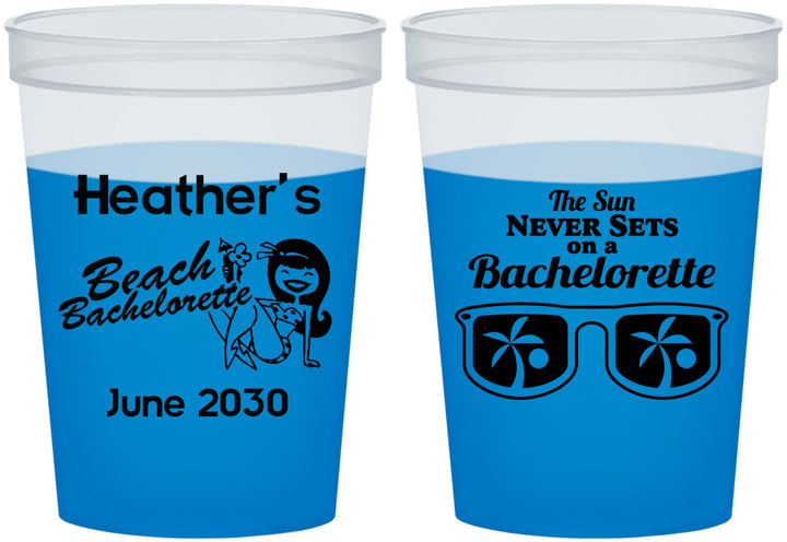Custom Bachelorette 16 oz Color Changing Cups - Beach | 60135